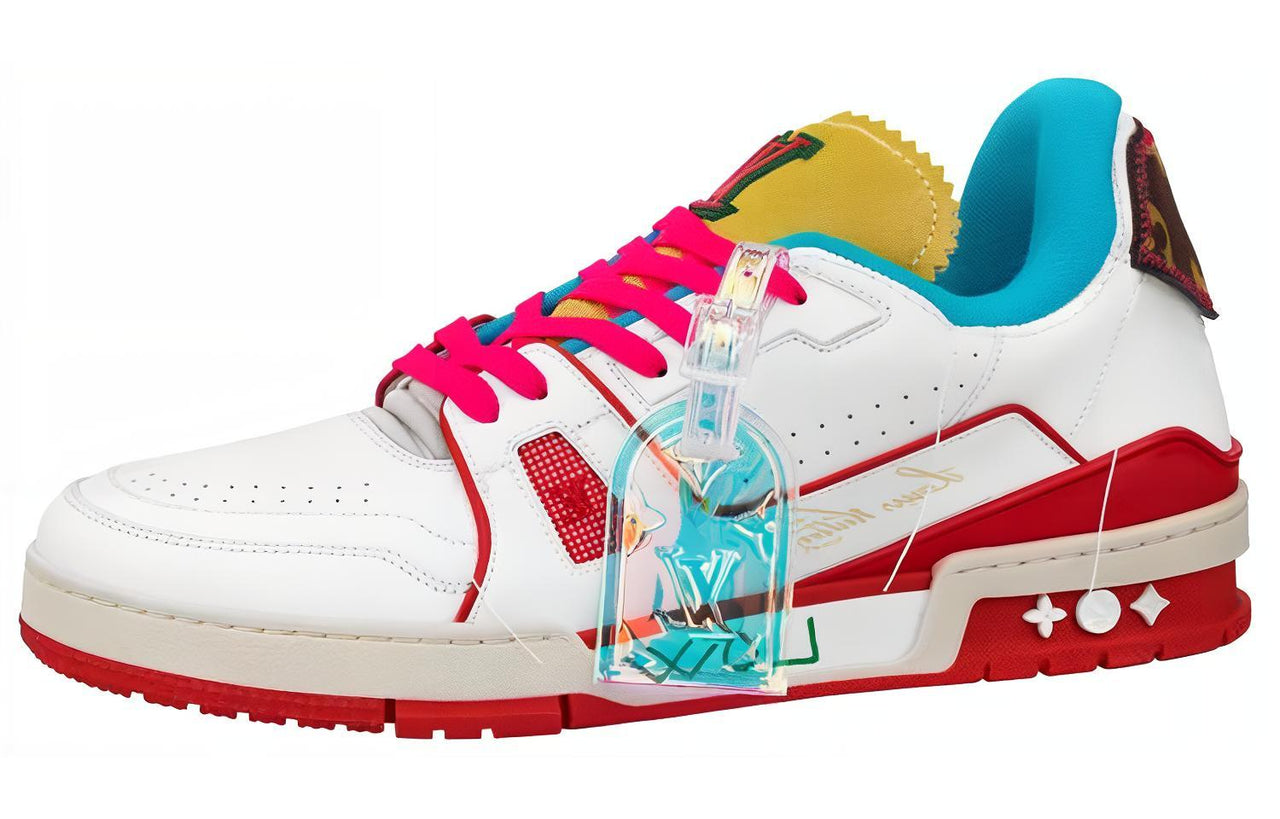 LOUIS VUITTON Trainer Upcycling Low Top Stylish Skateboarding Shoes Men's White Red Tokyo Limited Edition