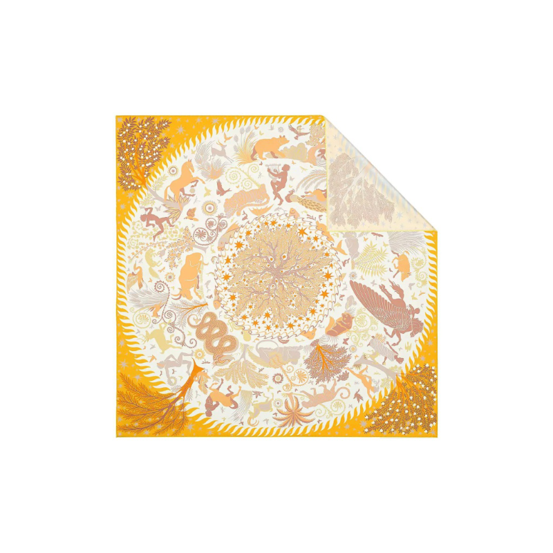 HERMES Silk Scarves Women's Yellow