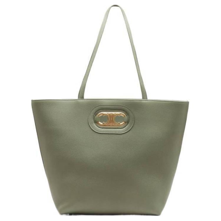 CELINE MaillonTriomphe Calfskin Tote Bag Shopping Bag Handbag Shoulder Bag Women's Light Khaki