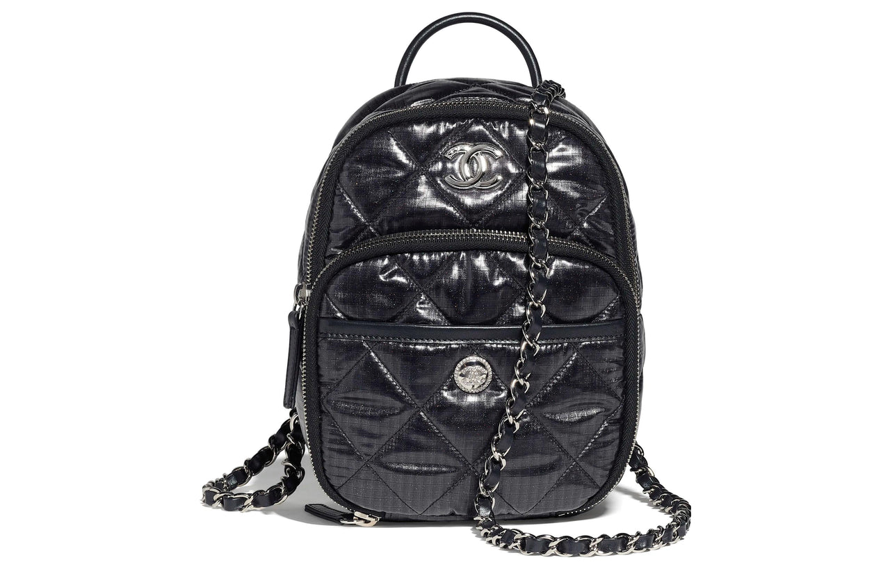 CHANEL Nylon Backpack Women's Black