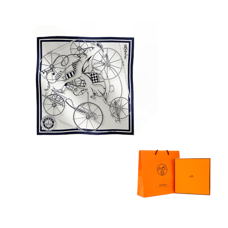 HERMES Silk Scarves Women's Navy
