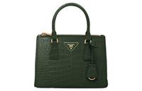 PRADA Galleria Killer Bag Crocodile Leather Shoulder Bag Crossbody Bag Handbag Small Size Women's Dark Green