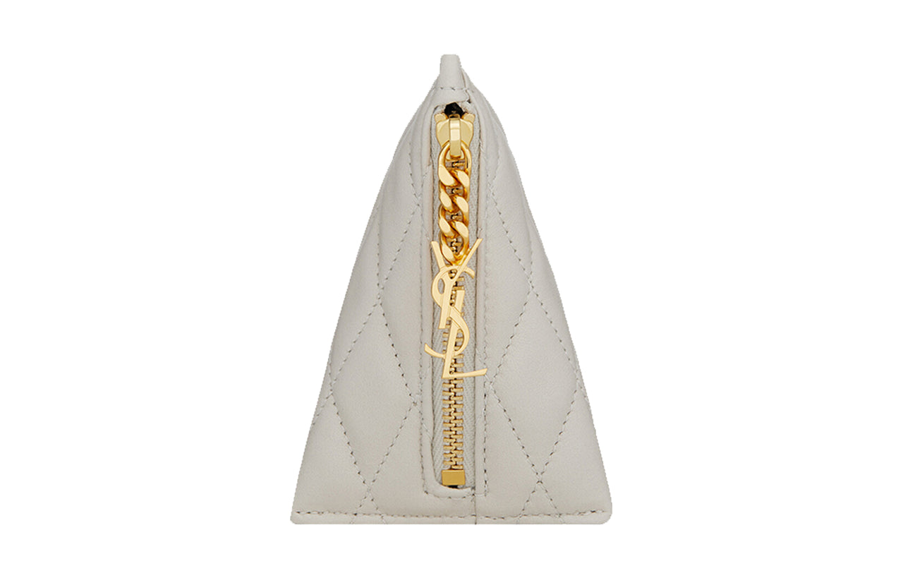 SAINT LAURENT Lambskin Coin Purse Small Size Women's White