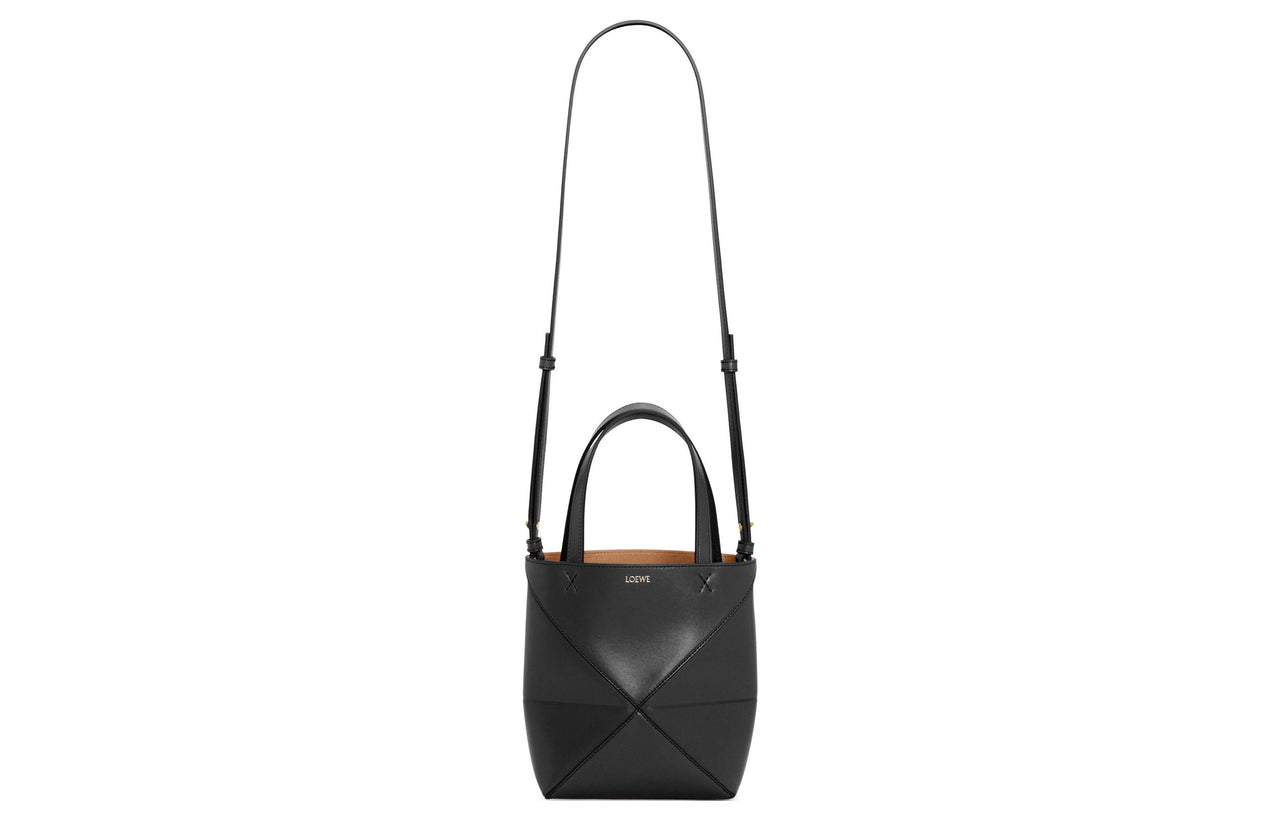 LOEWE Puzzle Fold Calfskin Tote Bag, Shopping Bag, Handbag Mini Men's Black