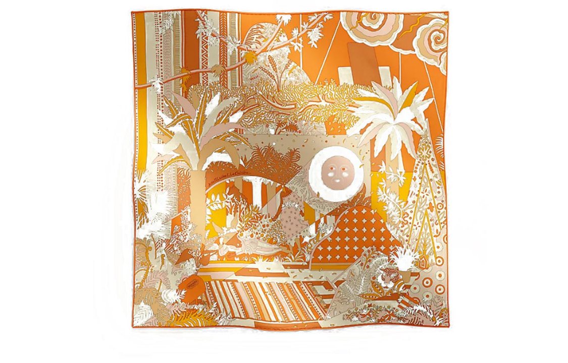 HERMES Silk Scarves Women's Orange