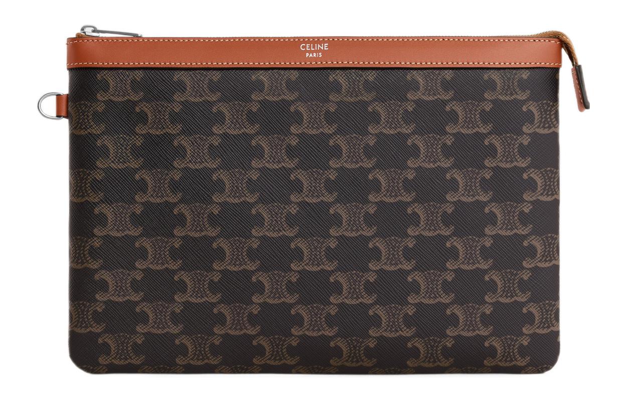CELINE Canvas With Calfskin Clutch Men's Brown