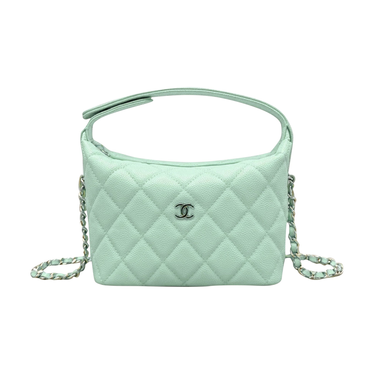 CHANEL Calfskin Shoulder Bag Crossbody Bag Handbag Women's Green