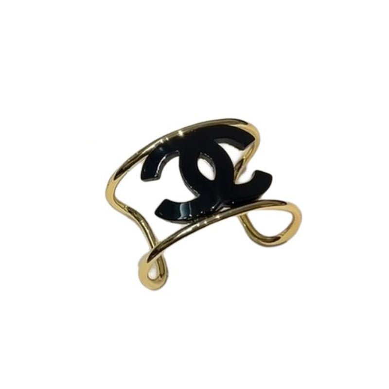 CHANEL Metal Resin Bangles Women's Gold/Black