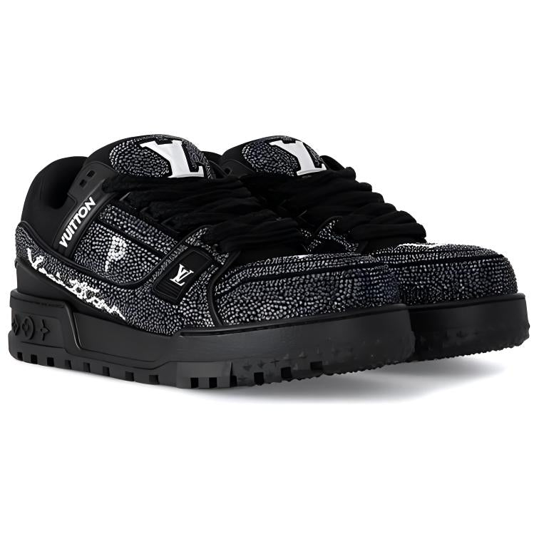 LOUIS VUITTON Trainer Low-Top Skateboard Shoes Men's Black