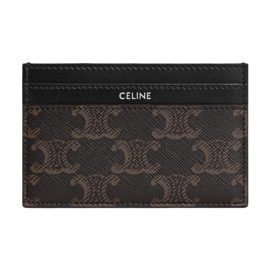 CELINE CANVAS TRIOMPHE Canvas Card Holder Medium Size Men's Black & Brown