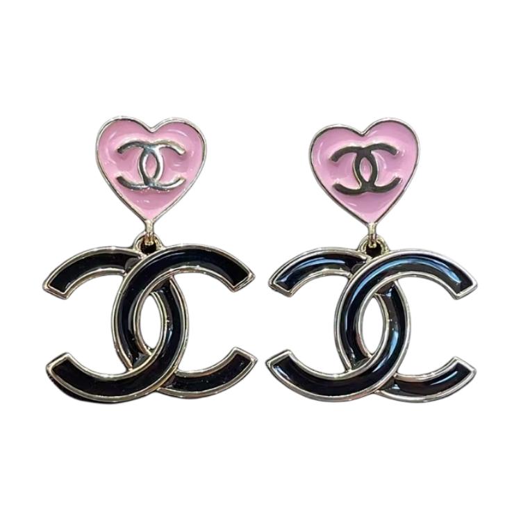 CHANEL Metal Earrings Women's Black