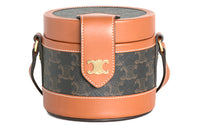 CELINE Cow Leather Lunch Box Bag Crossbody Bag Shoulder Bag Small Size Women's Tawny