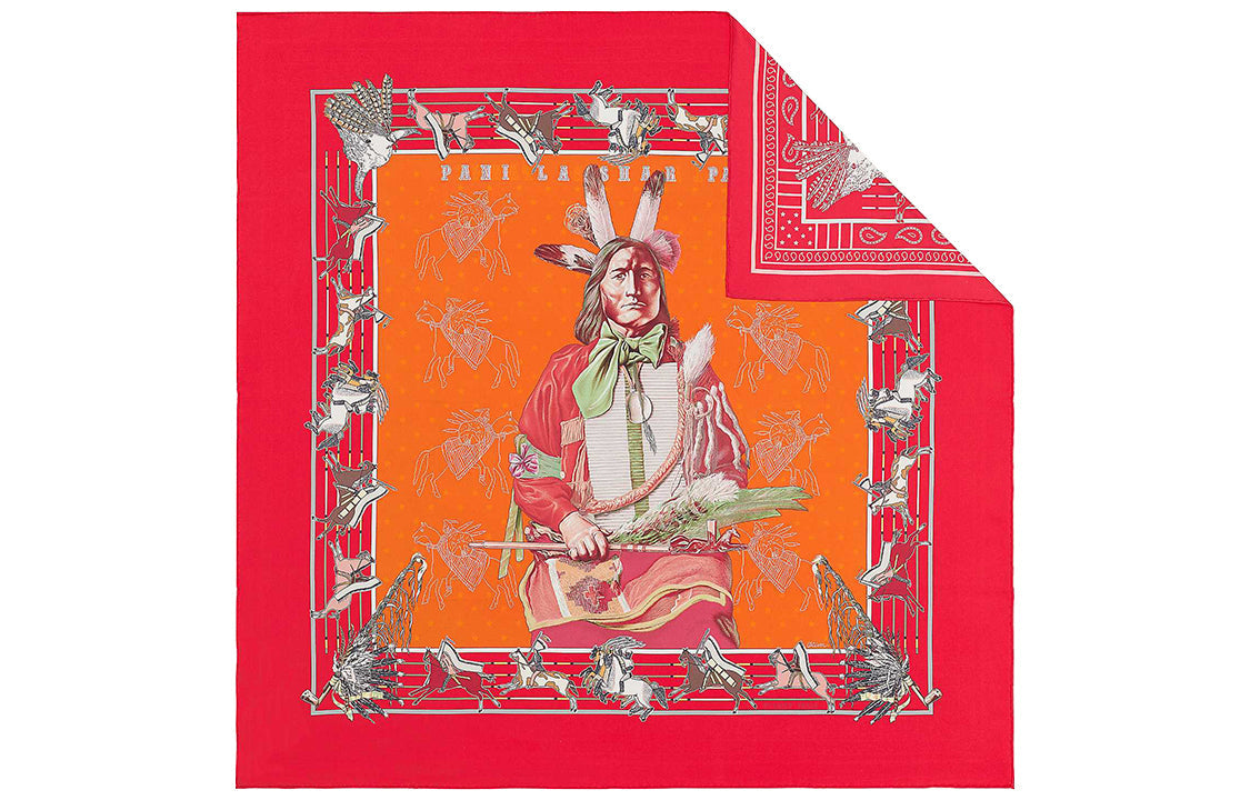HERMES Silk Scarves Women's Red