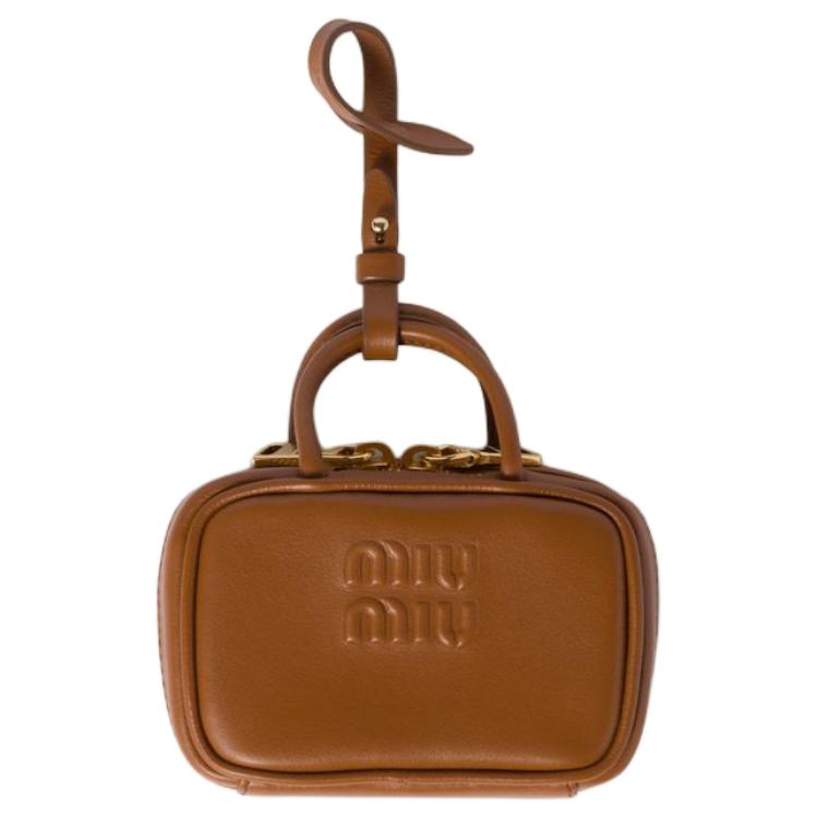 MIU MIU Calfskin Bag Charm Bag Accessory Women's Brown