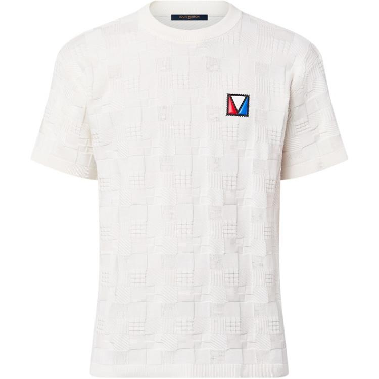 LOUIS VUITTON Damier Jacquard Short-Sleeved Cotton Crewneck