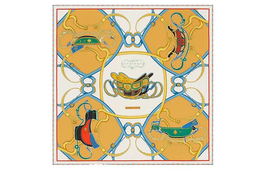 HERMES Silk Scarves Women's Yellow