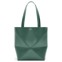 LOEWE Puzzle Fold Calfskin Tote Bag Shopping Bag Handbag Shoulder Bag Medium Size Women's Vanilla Grass Green