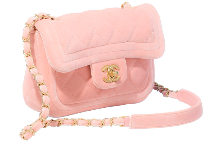 CHANEL Velour Mouth Cover Bag Shoulder Bag Women's Light Pink Red
