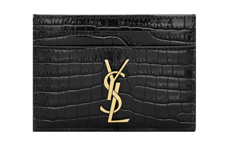 SAINT LAURENT CASSANDRE Cow Leather Wallet, Card Holder Women's Black