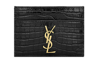 SAINT LAURENT CASSANDRE Cow Leather Wallet, Card Holder Women's Black