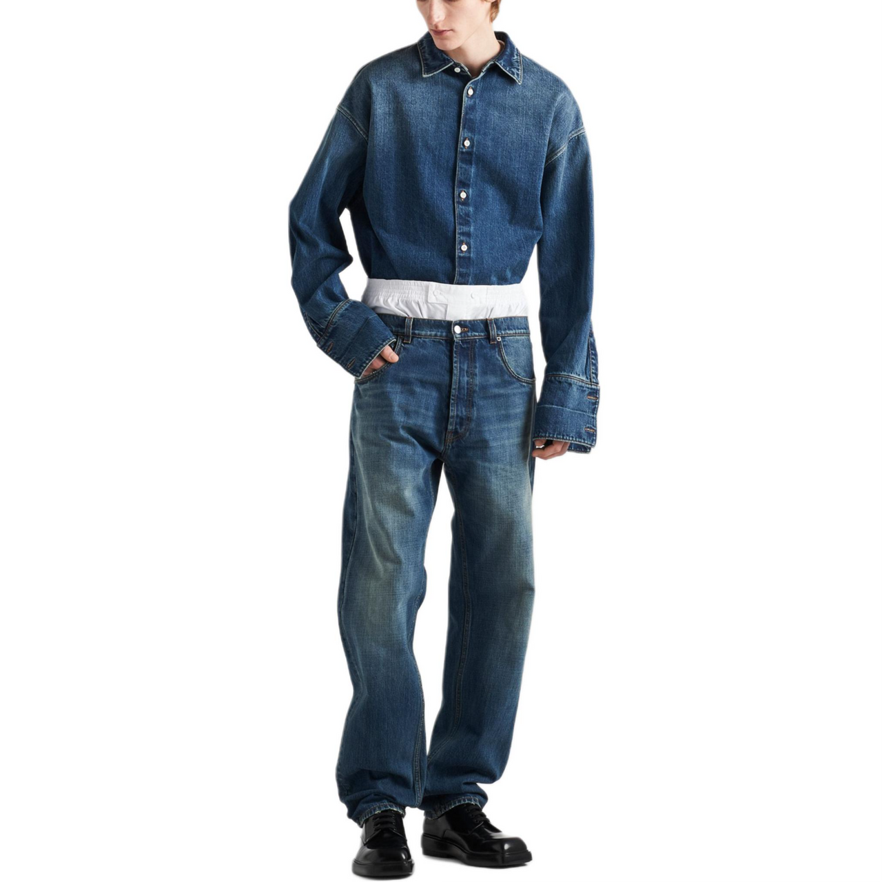 PRADA SS24 Denim Jacket Men's Blue