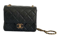 CHANEL 22c Early Spring Cow Leather Square Bag Crossbody Bag Shoulder Bag Women's Black