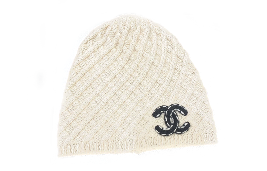 CHANEL Yarn Beanies Unisex White