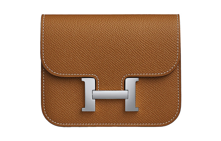 HERMES Constance Slim Epsom Leather Clutch Wallet Fanny Pack Women's Gold