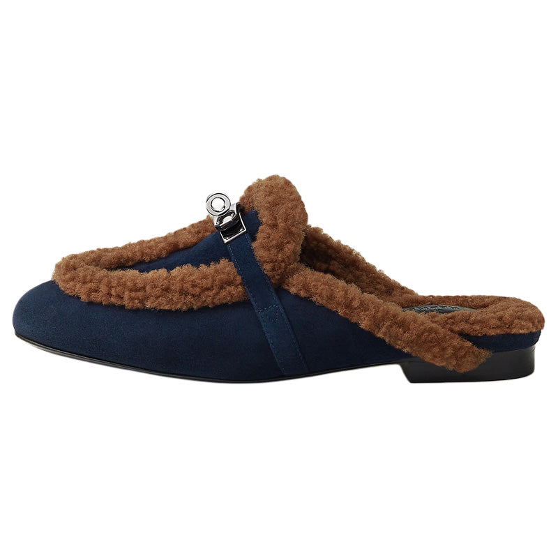 HERMES Oz Slip Resistant Wrap toe Slippers Women's Navy Blue