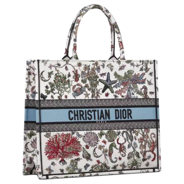 DIOR Cotton Tote Bag, Shopping Bag, Handbag Tubas Women's Ecru