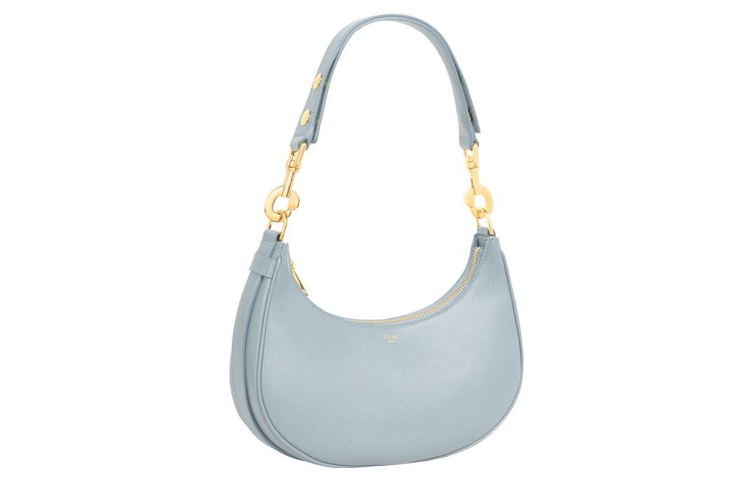 CELINE Smooth Cow Leather Handbag Shoulder Bag Women's Light Blue