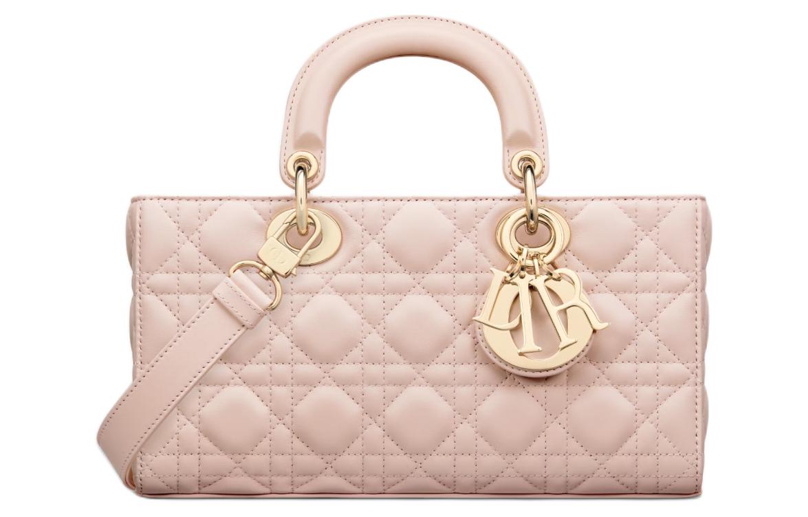DIOR Lady D-JOY Sheepskin Shoulder Bag Crossbody Bag Handbag Medium Size Women's Rouge Pink