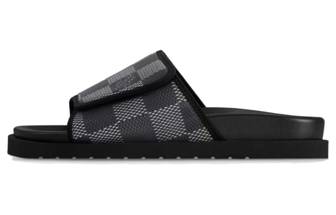 LOUIS VUITTON Miami Slide Slippers Men's Black