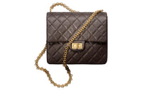 CHANEL Distressed Calfskin Shoulder Bag Crossbody Bag Handbag Mini Women's Dark Brown