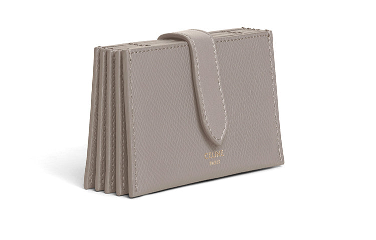 CELINE Grained Calfskin Card Holder Women's Pebble