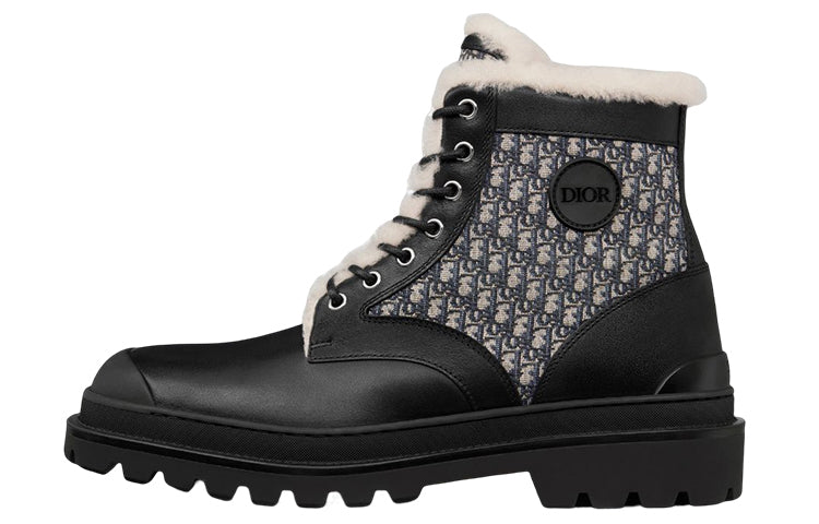 DIOR Explorer Ankle Boot Black Beige Black DIOR Oblique Jacquard