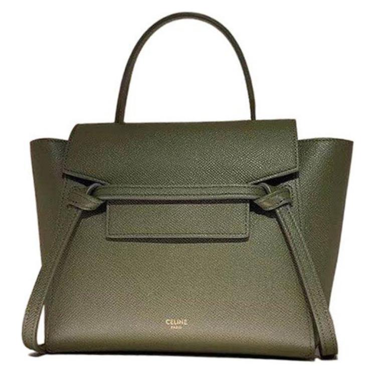 CELINE Grained Calfskin Catfish Bag Handbag Shoulder Bag Crossbody Bag Women's Olive Green