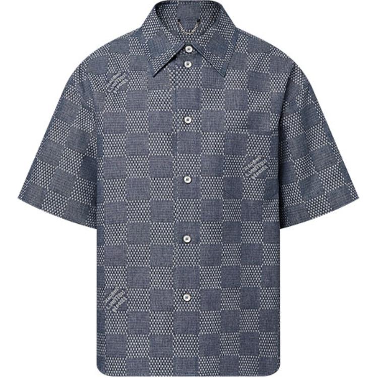 LOUIS VUITTON Damier Short-Sleeved Chambray Shirt