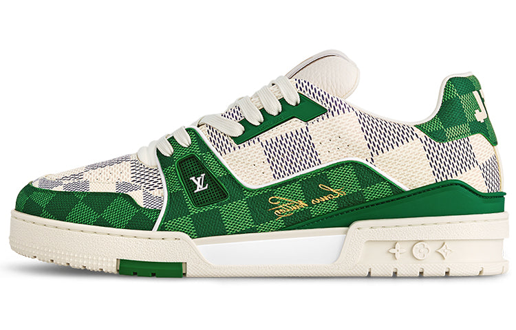 LOUIS VUITTON LV Trainer Damier White Green