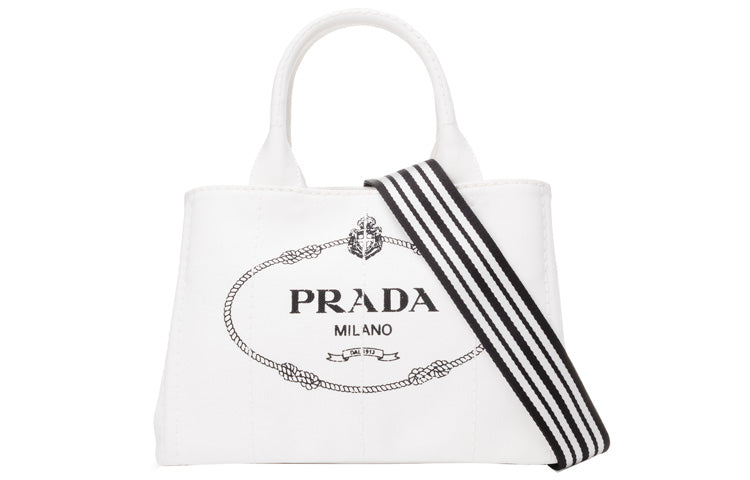 PRADA Canvas Canvas Bag One Shoulder Handbag Women's White