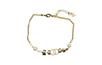 CHANEL Metal Rhinestone Artificial Pearl Necklaces Women's Gold