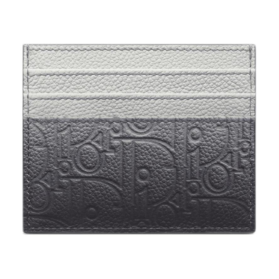 DIOR Cow Leather Card Clip Card Holder Unisex Gray & Black Gradient