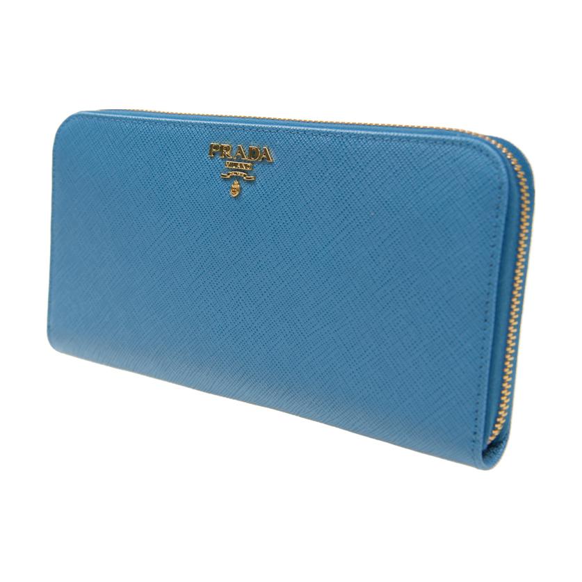 PRADA Calfskin Wallet Women's Light Blue