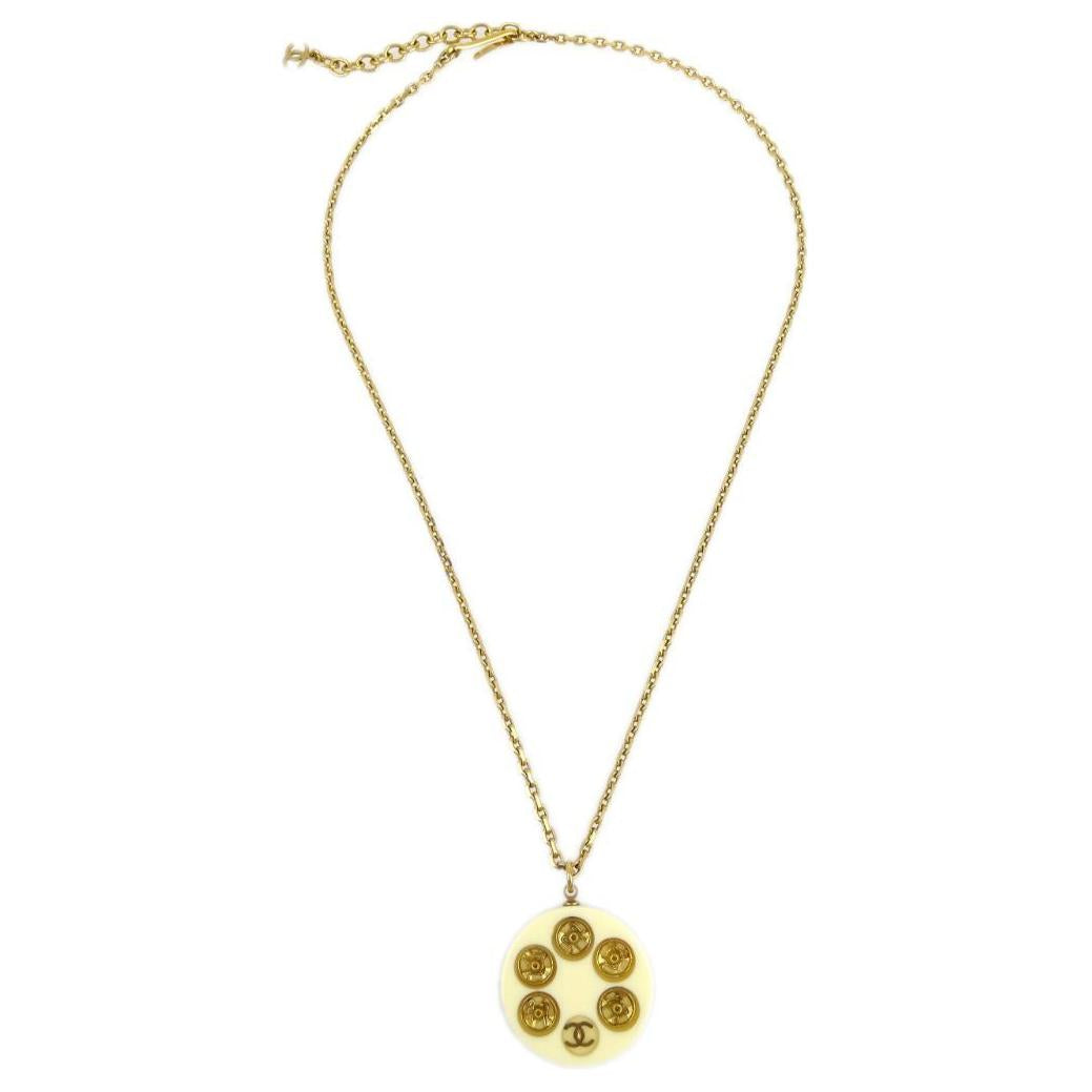 CHANEL 2003 Gold Plated Cc Pendant Necklace