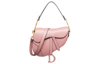 DIOR Smooth Calf Leather Saddle Bag, Shoulder Bag, Crossbody Bag, Handbag Women's Vintage Pink