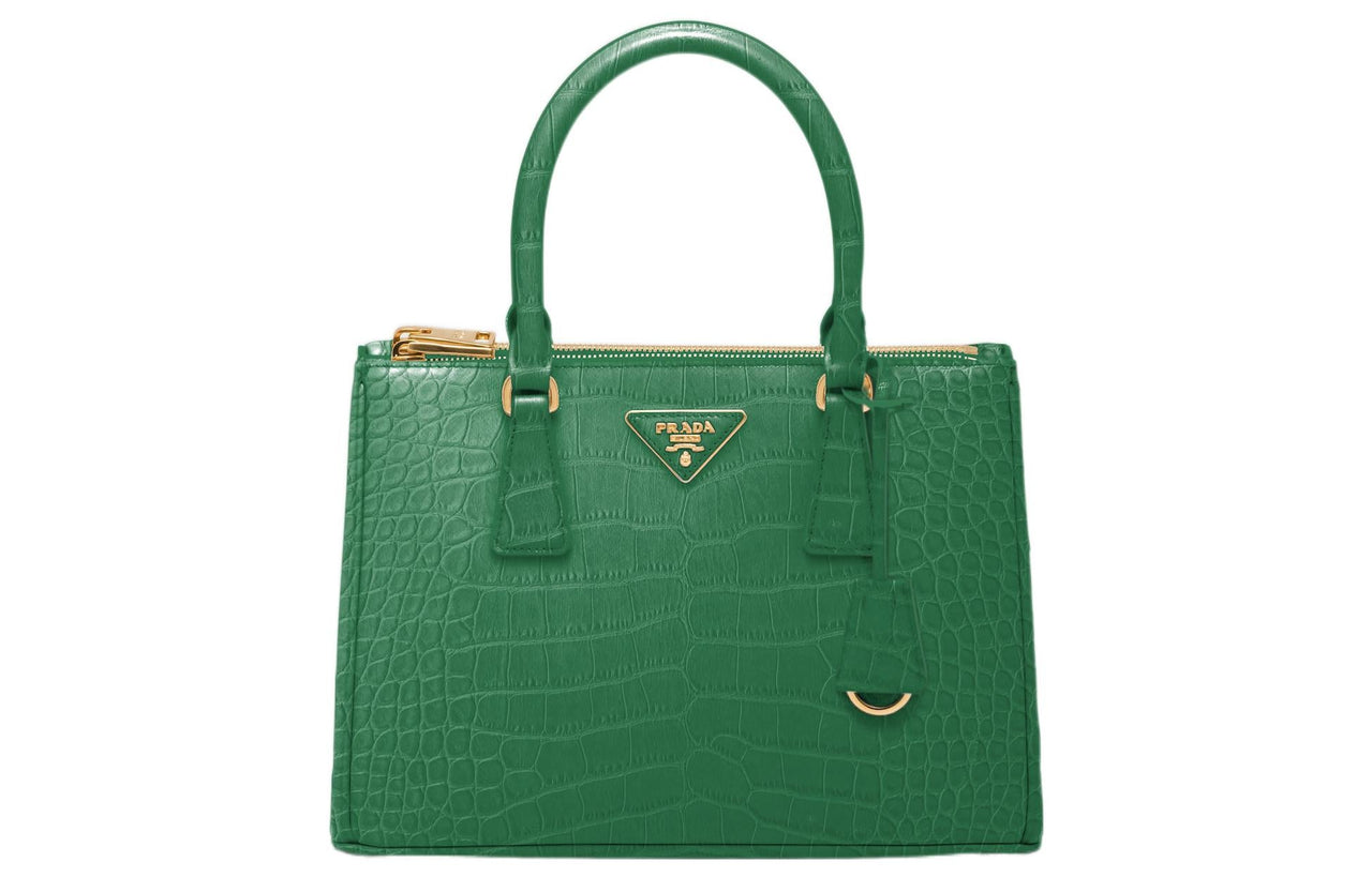 PRADA Galleria Killer Bag Crocodile Leather Shoulder Bag Crossbody Bag Handbag Medium Size Women's Mango Green