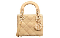 DIOR Lady Dior Shiny Cow Leather Shoulder Bag Crossbody Bag Handbag Extra Mini Women's Light Yellow