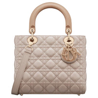 DIOR Lady Dior Cangrid Lambskin Shoulder Bag, Crossbody Bag, Handbag Medium Size Women's Cookie & Trench Coat Beige