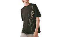 HERMES Leaf Print Crew Neck Short Sleeved T Shirt Men's Olive