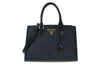 PRADA Cow Leather Tote Bag Shopping Bag Shoulder Bag Crossbody Bag Handbag Regular Women's Black